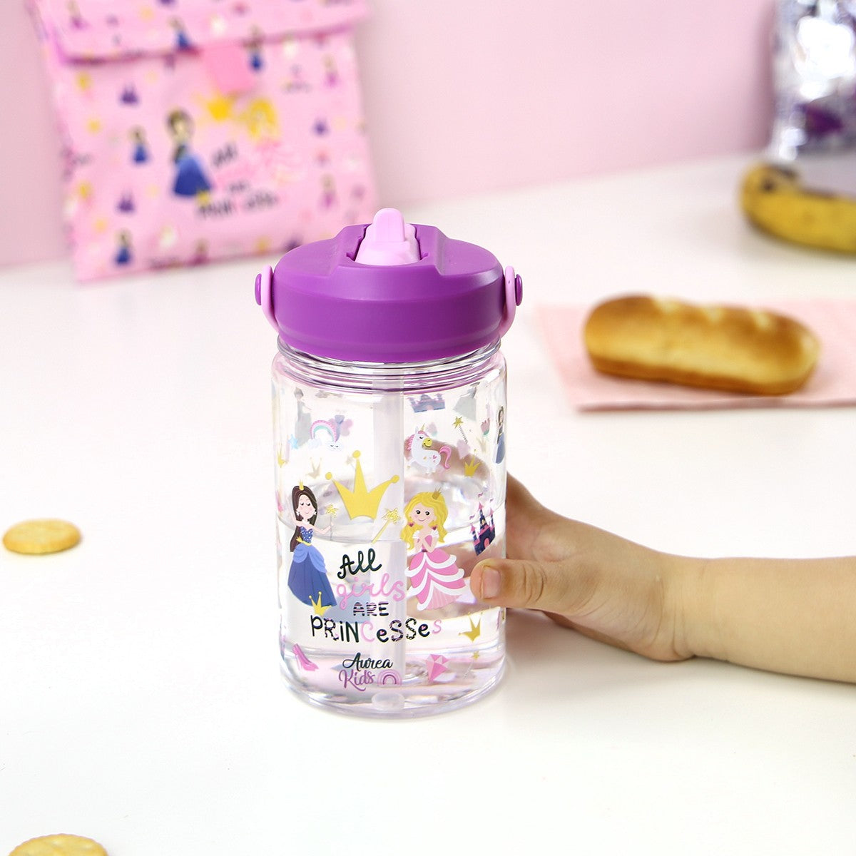 Botella Tritán 350ml Adaptador Infantil Con Pajita - Princess